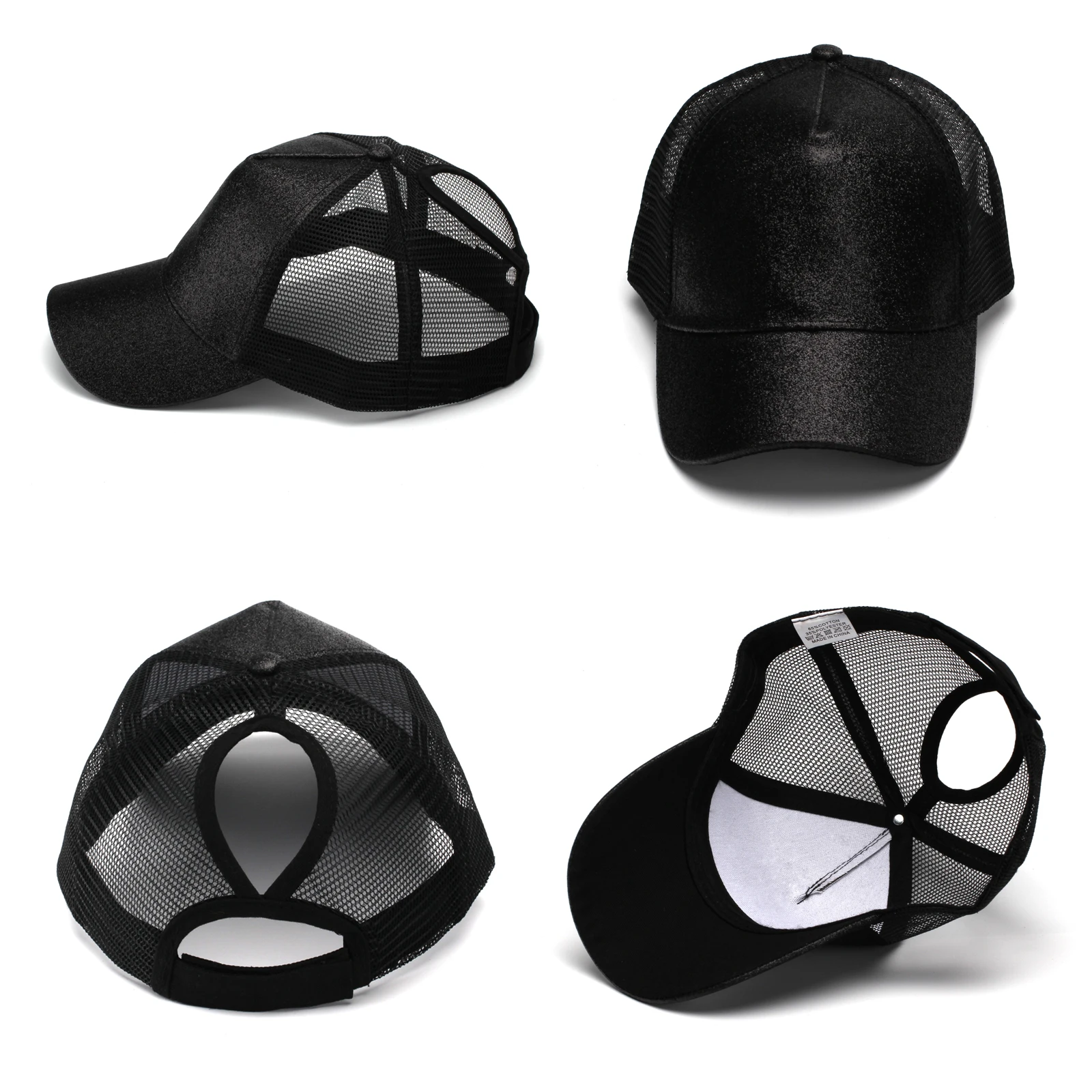 13 Colors Glitter Ponytail Mesh Hat Men Women Baseball Cap Adjustable Female Sequins Shine Summer Sun Bun Caps Outdoor Hats baseball cap sun hat