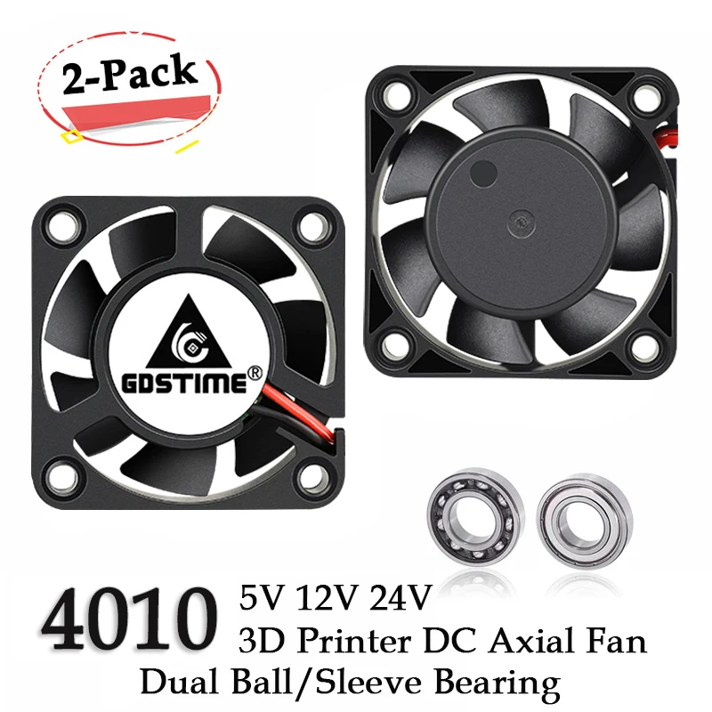 Gdstime-ventilador de Refrigeração para Caixa de Computador Rolamento de Esferas de Pinos dc 24v 12v 5v 40 mm x 40 mm x 10 mm Peças
