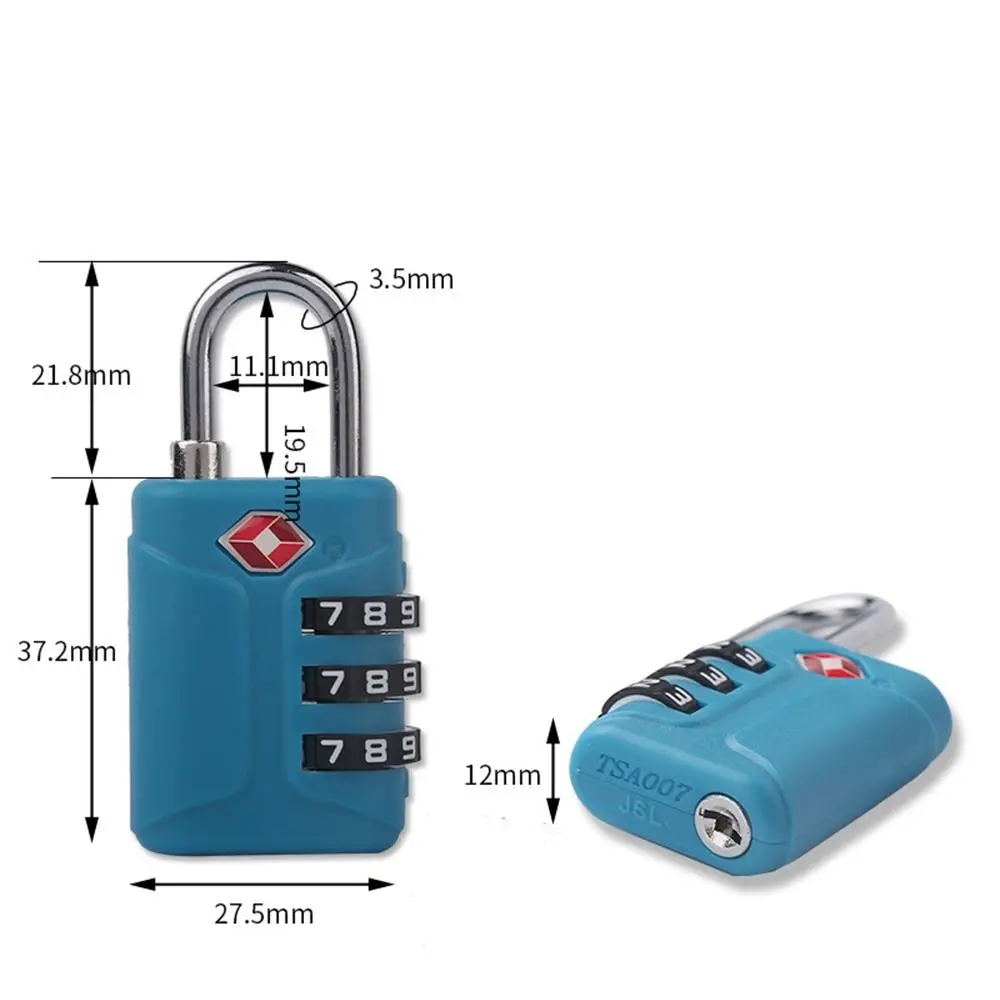 Description Picture 3 of itemPortable Padlock TSA Customs Lock 3 Dial Digit Combination Lock Anti-theft Lock Safely Code Lock Luggage Lock Protect Security