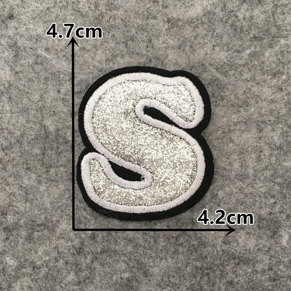 English Silver Letters Embroidery Iron-On Patches - Hot-Melt Adhesive DIY Clothing Embellishments (Set of 26)