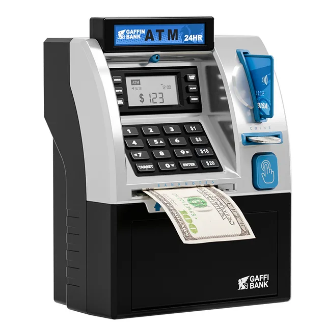 Smart Electronic ATM Bank Toys for Kids Interactive Coin Bill Saving Toy with Password Swipe Card Counting Features 4