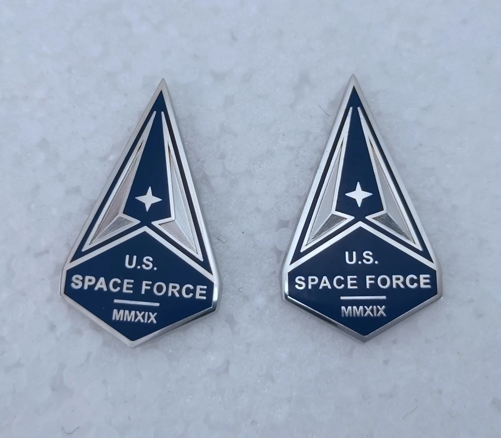 .PAIR U.S. SPACE FORCE COLLAR BADGE PIN DEVICE