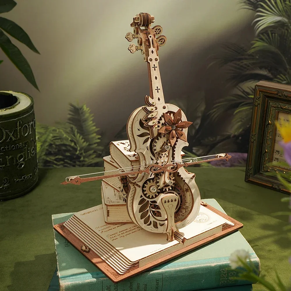 Robotime Wooden Music Box Puzzles AMK63 Magic Cello House Warming Musical Gift Hobby Kit Toy Home Decor for Adults Teens 4