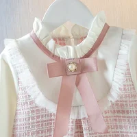 New In Spring Toddler Girl Dresses Korean Fashion Cute Bow Mesh Plaid Long Sleeve Princess Kids Dress Baby Clothes Outfit 4