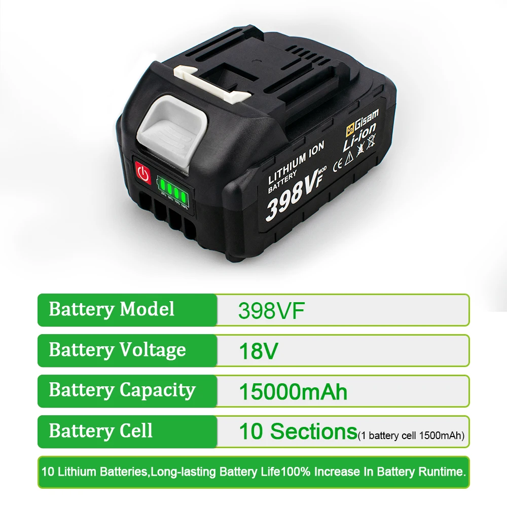18V Rechargeable Lithium Ion Battery 22500mAh 15000mAh Lithium Battery With Battery indicator For Makita Power Tools Battery 4