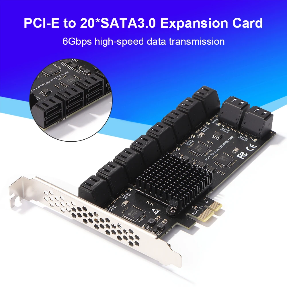 thumbnail image 2 of 6-Port PCIe SATA Expansion Card - 6Gbps SATA3.0 Controller With 6 Cables For Windows/Linux 2 of 11