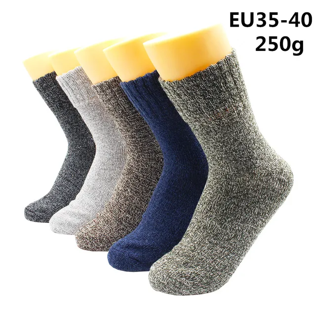 5 Pairs Winter Warmer Women Thicken Thermal Wool Cashmere Snow Socks Fashion Casual Euramerican National Wool Socks for Women 5 Pairs -YM024