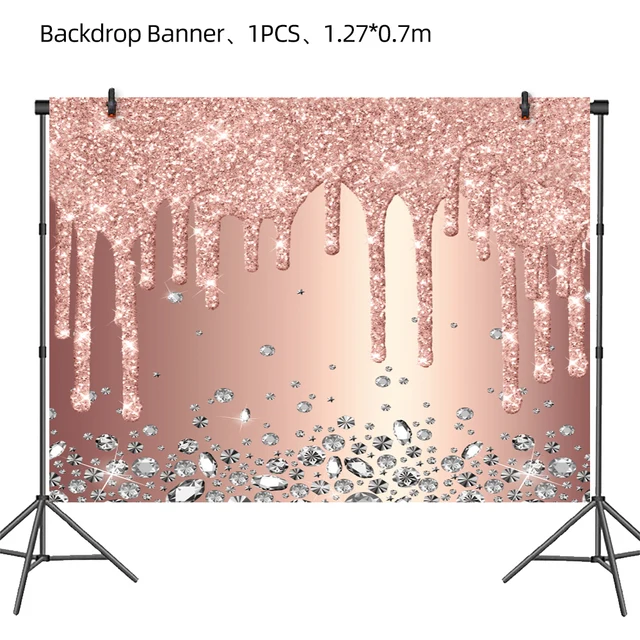 Rose Gold Bronzing Party Disposable Cutlery Set Paper Plate Birthday Wedding Bridal Shower Baby Decorative Supplies Backdrop Banner-1PCS