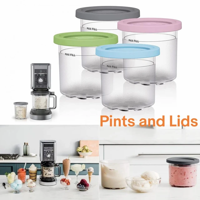 Ice Cream Pints Cup, Ice Cream Storage Can, Yogurt Storage Jar, Pint  Containers With Silicone Lids Replacement For Ninja For Cream Pints And Lids  Ice Cream Storage Containers, Suitable For Ice Cream