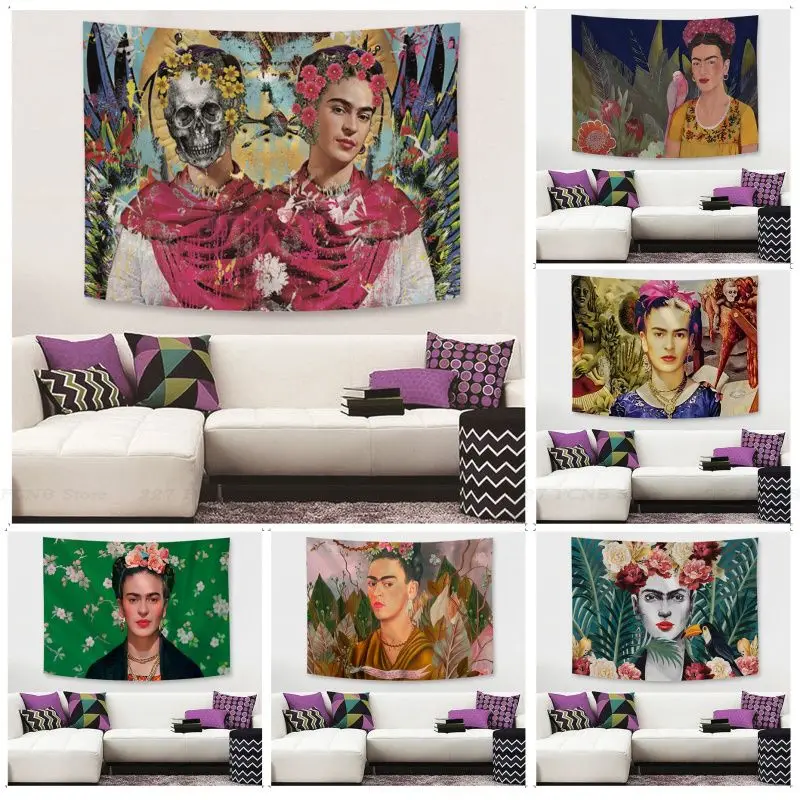 

F-Frida-Art-K-гобелены Фрида Кало искусство, научная фантастика, комнатное украшение для дома, настенные подвесные листы