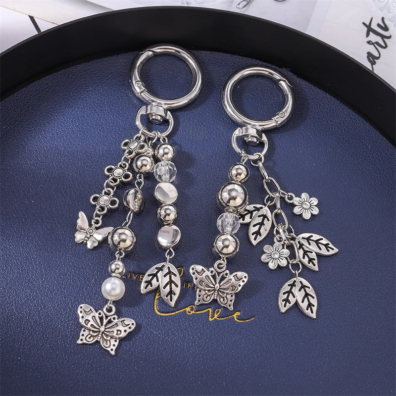 Niedliche Metall-Schmetterling-Baumblatt-Schlüsselanhänger für Frauen Männer Auto-Schlüssel Handtaschen-Anhänger Schlüsselringe Accessoires DIY Schmuck Geschenke