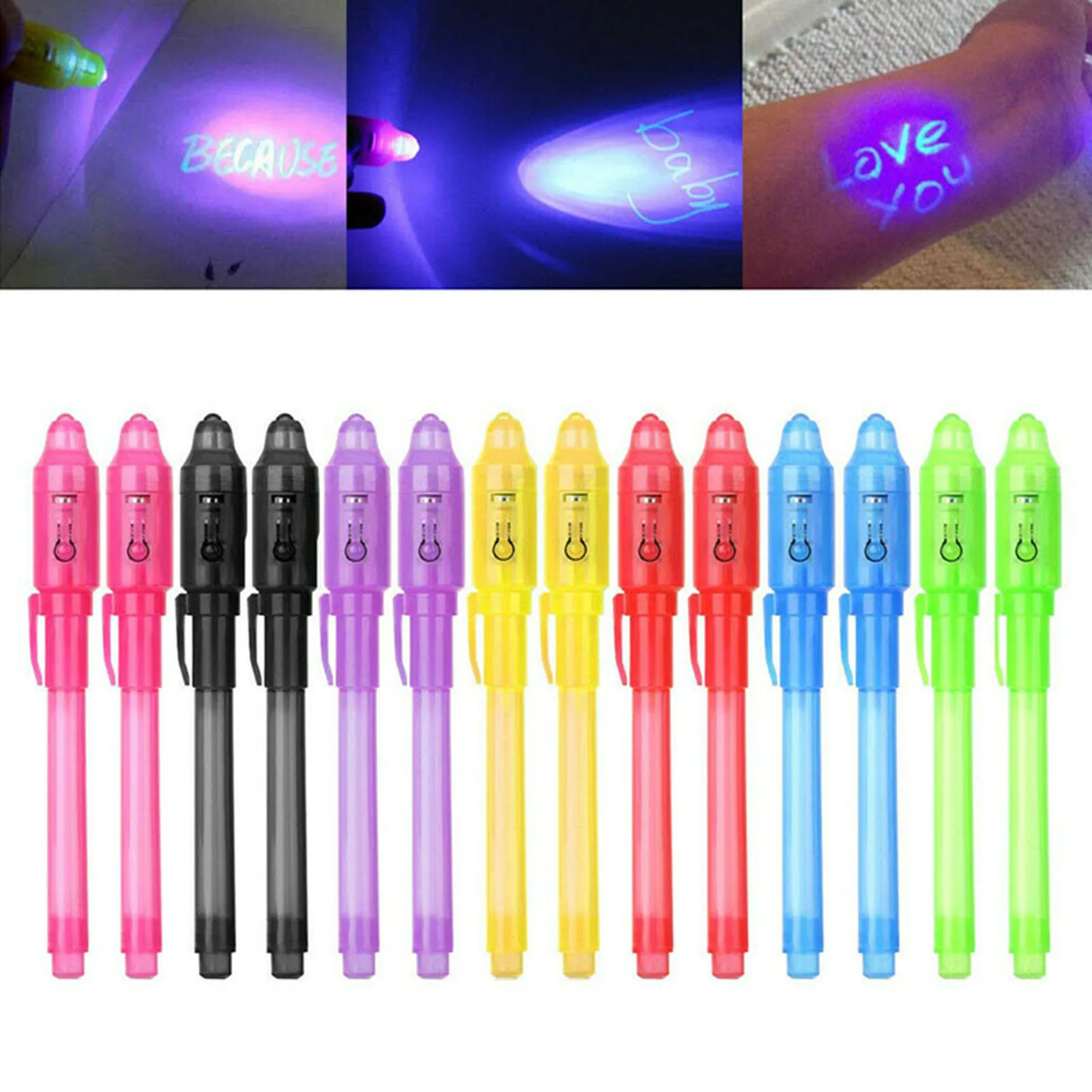 보이지 않는 LED UV 라이트 펜, 편안한 그립, 부드러운 쓰기 문구 도구, 학생 쓰기