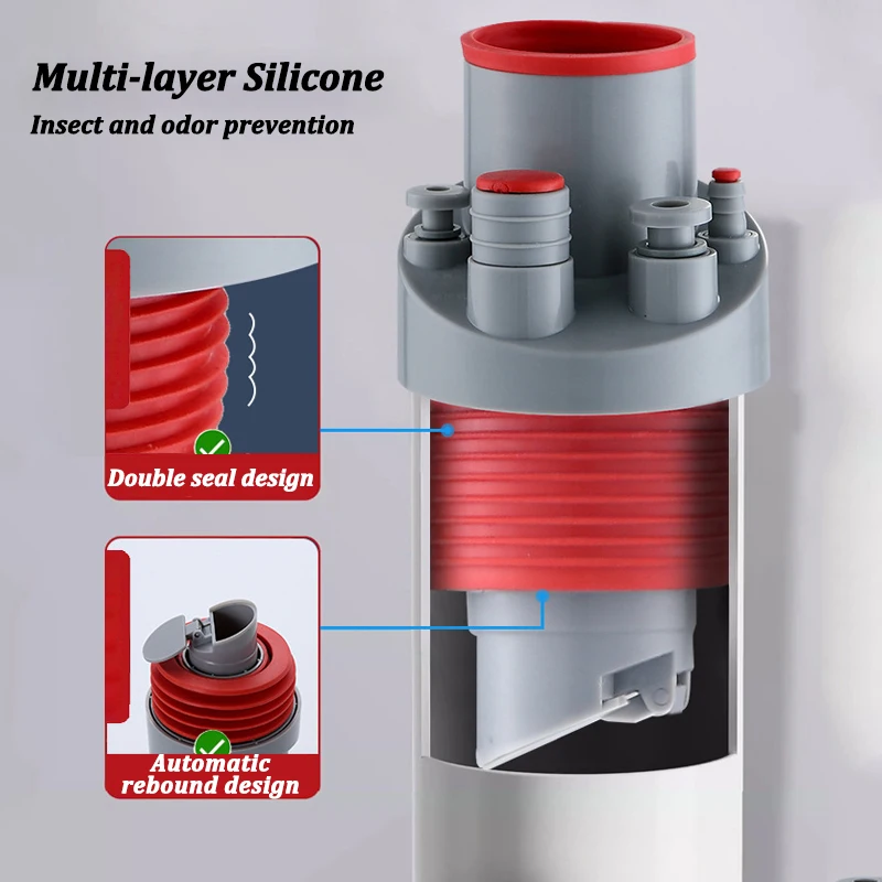 Kitchen Pipe Drainpipe Connector Five-in-One Dishwasher Sink Sewer Odor-Proof Insec Joint Water Purifier Front Filter Connector kitchen drain connector