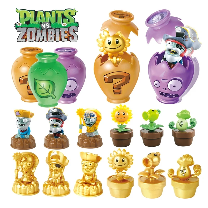 12-Piece Plants VS Zombies 2 Surprise Box Set - Peashooter, Sunflower & Pirate Captain Zombie Game Figures