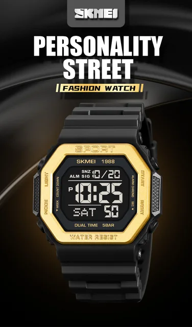 SKMEI-Montre de sport de plein air étanche pour homme, horloge DNono,  montres militaires, affichage LED, numérique, 5 bars, 1988 - AliExpress