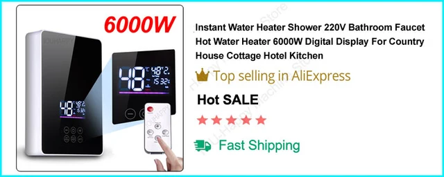 Mini calentador de agua eléctrico sin tanque, 110 V, 3000 W, pequeño  calentador de agua caliente instantáneo con pantalla digital LCD para grifo  de