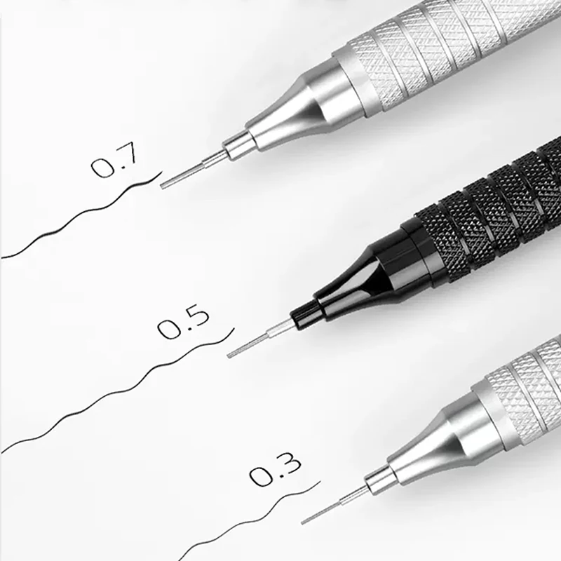 Low Center of Gravity Metal Mechanical Pencil 0.3-2.0mm Lead Refill Automatic Pencil Painting Writing Office School Stationery 4