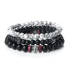 Bracelet élastique 3 pièces/ensemble en perles de pierre naturelle pour couple, bracelet de prière, bijoux de yoga et de méditation bouddhiste pour amis, cadeaux