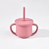 Baby Silicone Straw Cup BPA Free Portable Storage Snack Vessel Feeding Cup Double Handle Leakproof Learning Training Drink Cup 5
