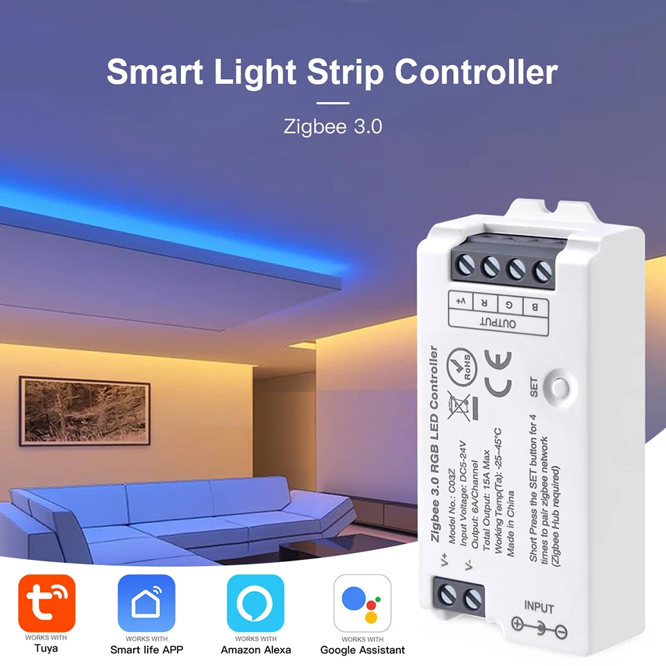 Description Picture 2 of itemZigbee 3.0 Smart Home RGB Led Controller,Dimmable RGBCCT LED Strip Controller,Wifi Switch for COB 5050/2835 Neon Led Tape Dimmer