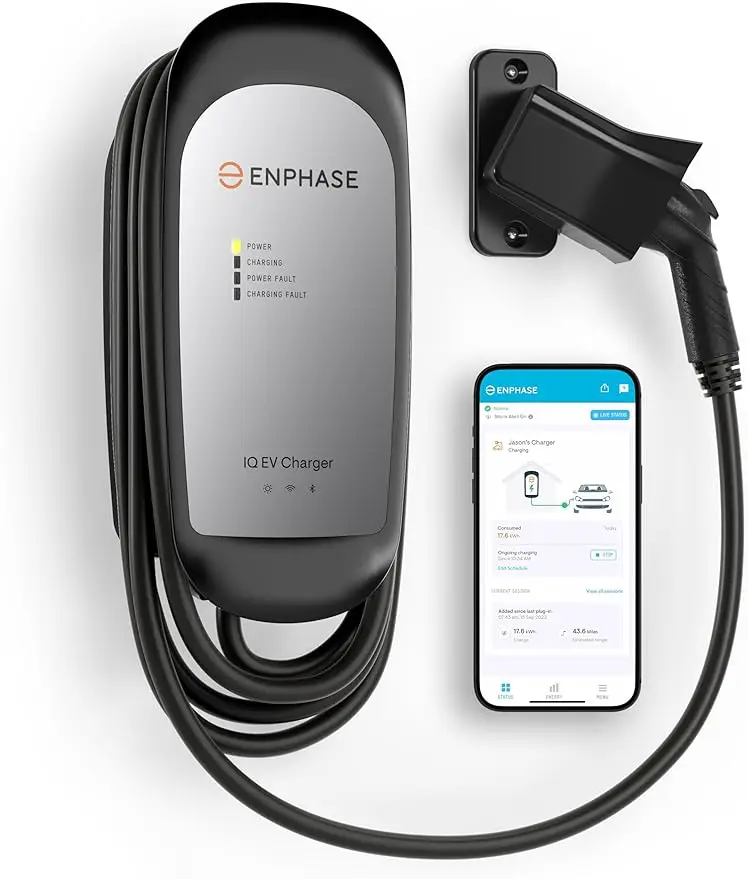 

32 Amp Hardwired EV Charger-Enphase IQ 40,Level 2 Smart Charger with Wi-Fi, Safety Certified, Indoor/Outdoor, 25ft Rugged Cable