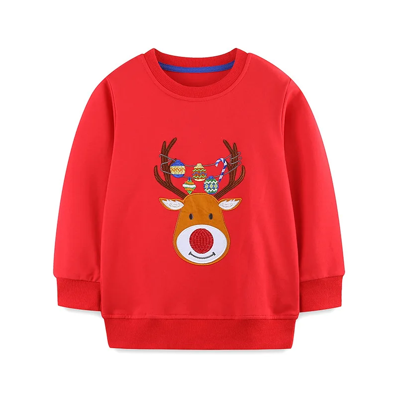 New Autumn Children's Clothing Kids Clothes for Baby Girls Boys Cartoon Christmas Deer Sweatshirts Tops Cotton