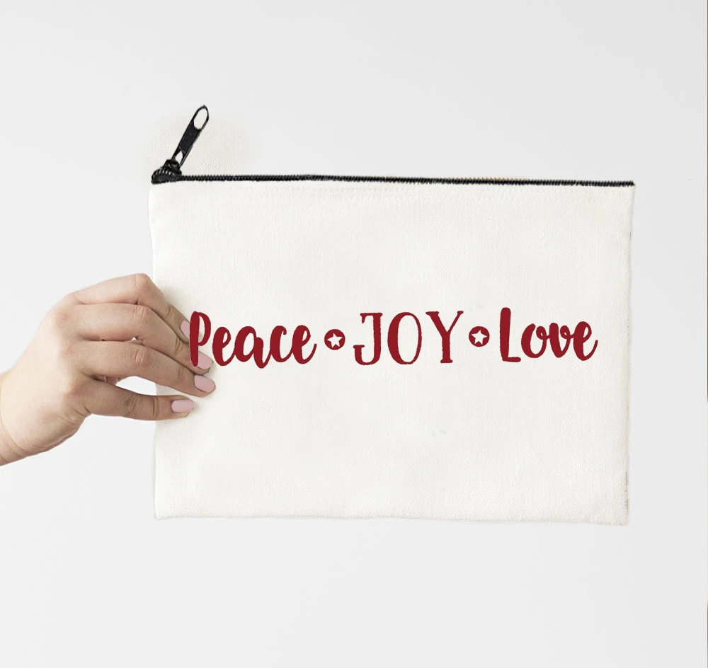 

Peace Joy Make Up Bag Merry Christmas Cosmetic Cases Fashion Cosmetic Bag Travel Girls Love Bag New Make Up Organizer M