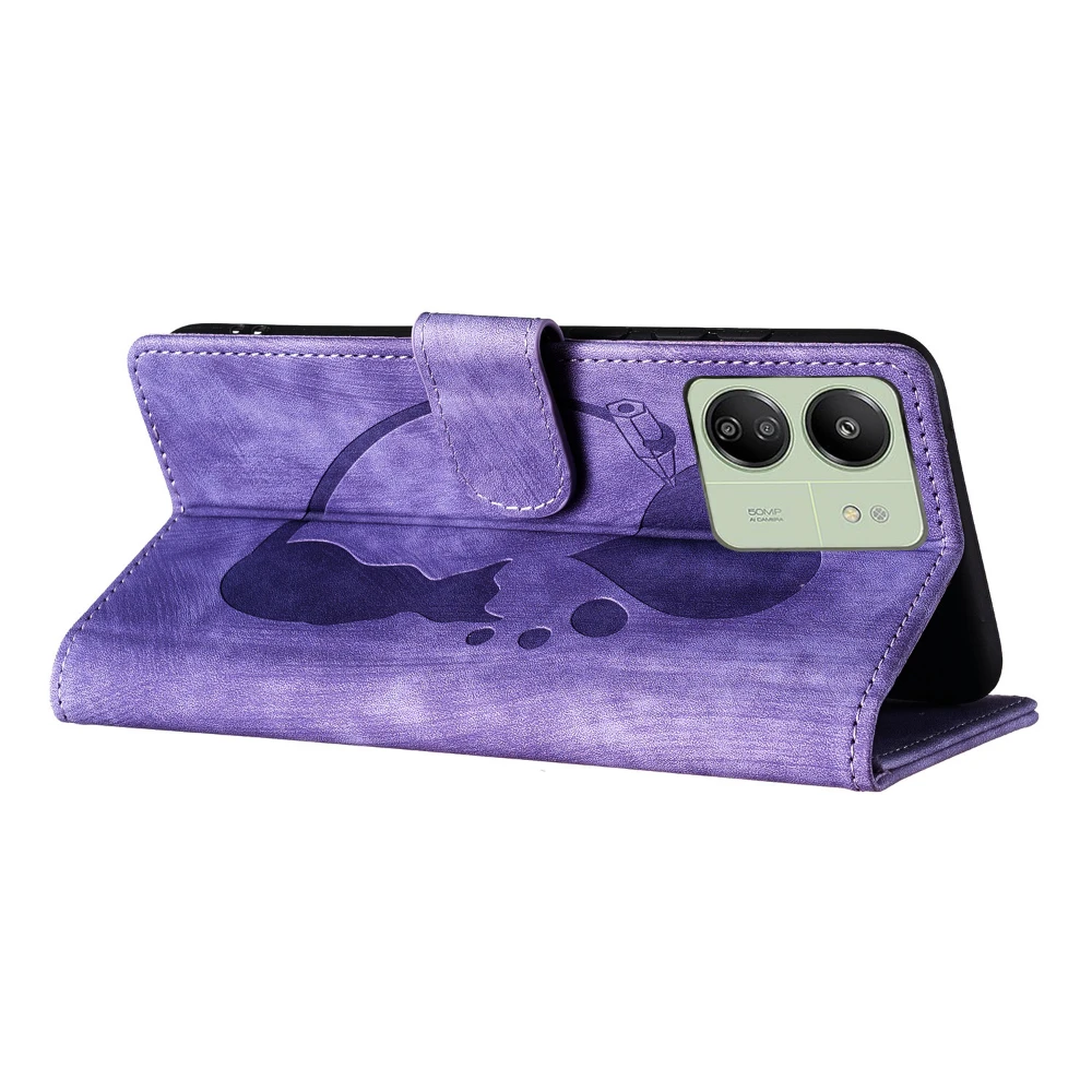 Elegant Cat & Butterfly Leather Wallet Flip Case for Smartphones: Stylish and Protective Back Cover