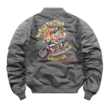 الخريف الرجال Bomber سترة الشتاء جديد سلاح الجو MA1 الطيار الستر النمر التطريز الأمريكية العصرية البيسبول سترة العمل سترة 3