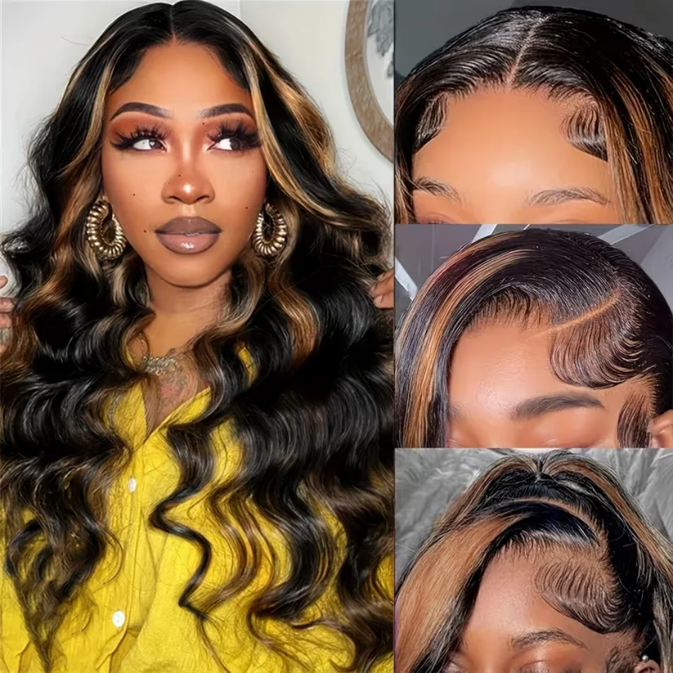 P1B30 Highlight Human Hair Wigs 13X6 Hd Lace Frontal Wig 250 Density Body Wave Lace Front Wigs Brazilian 30 Inch For Black Women