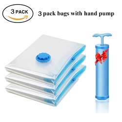 Space-Saving Vacuum Storage Bags for Clothing and Bedding Organization (3pack Bags with pum)