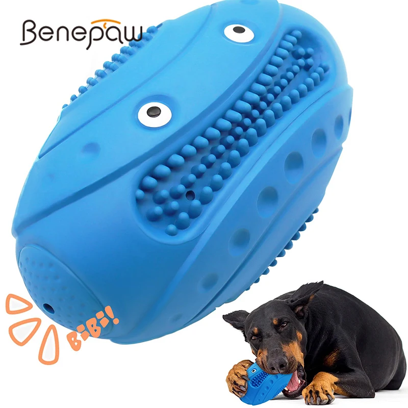 Benepaw Bite-resistant Dog Chew Toys For Aggressive Chewer Natural Rubber  Squeaker Pet Ball For Medium Large Dog Puppy Teething - AliExpress