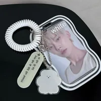 INS Transparent Photocard Holder with Spring Keychain Idol Photo Protective Case 3 Inch Photo Card Holder Student ID Card Cover 2