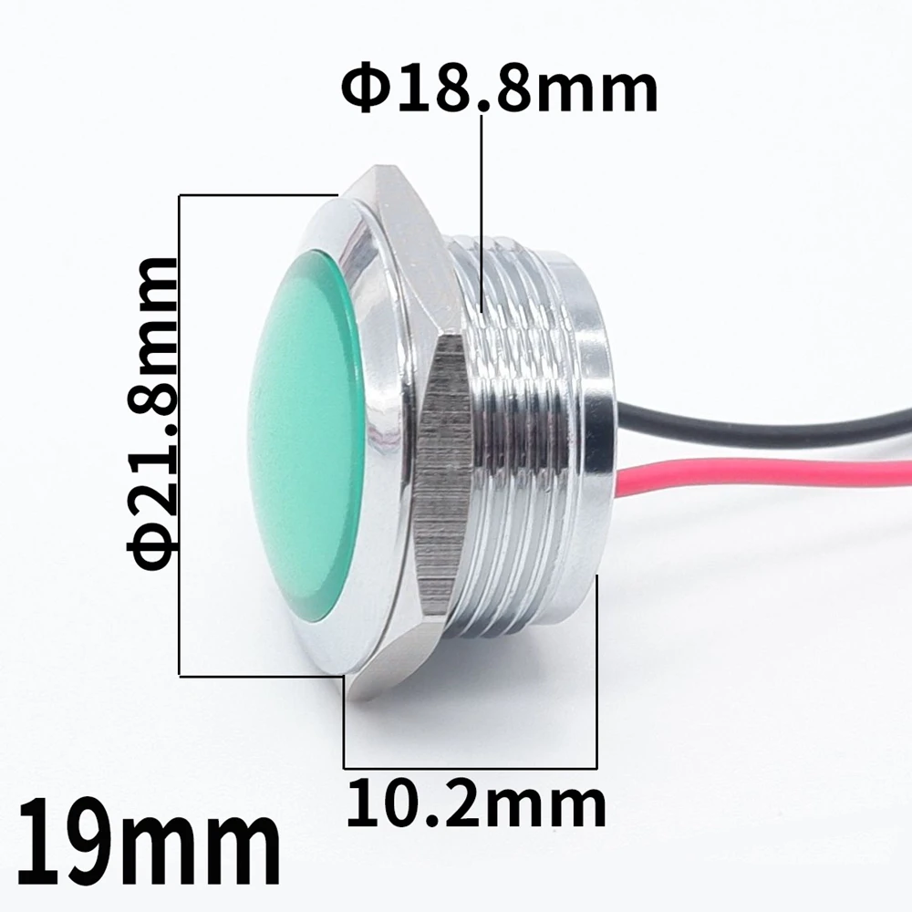 12mm 16mm 19mm 22mm 금속 LED 표시 등 방수 구형 원형 신호 램프 빨간색 주황색 파란색 녹색 흰색 패널 마운트 12V