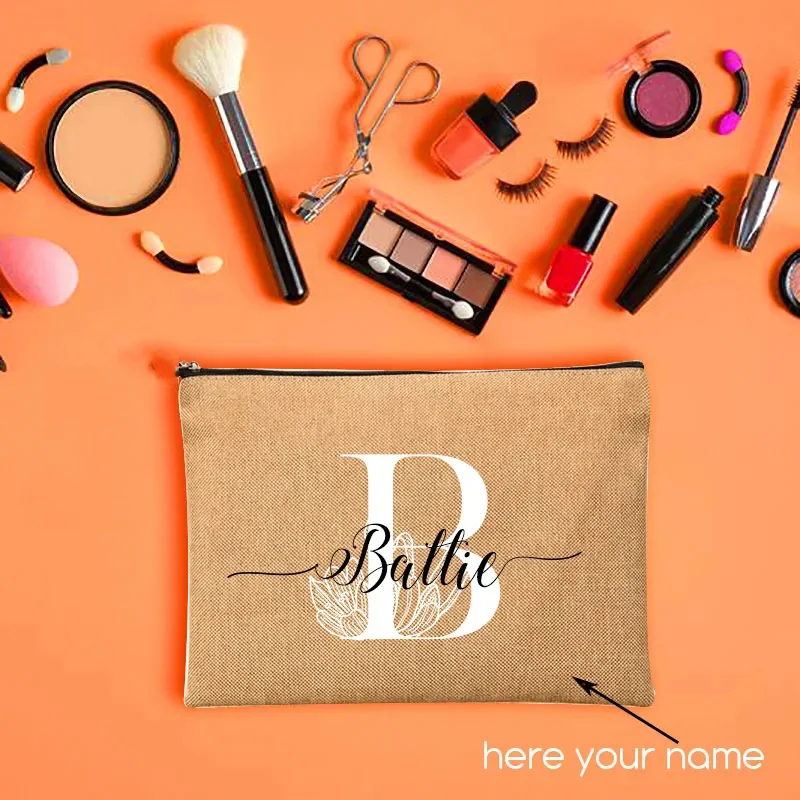 Personal Custom Name Flower Lady Wash Storage Case Girl Women Cosmetic Bags Makeup Bag Pouch Travel Outdoor Toiletries Organizer