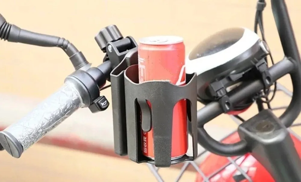 Close view of plastic stroller cup holder construction