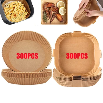 New Air Fryer Disposable Baking Paper Liner Form Tray With Handle 20cm Kitchen Square Grill Parchment Paper Airfryer Accessories