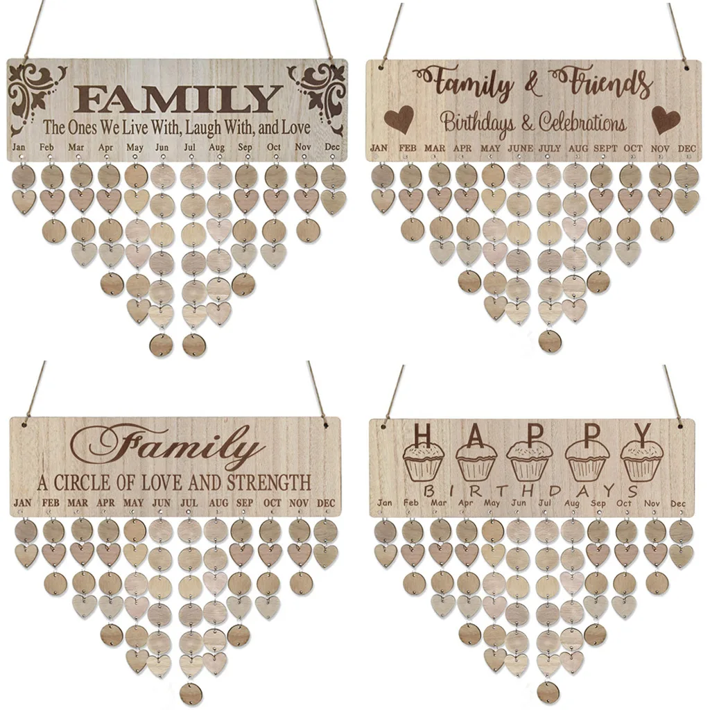 ZK40 Eid DIY Decor Wooden Calendar Pendant Family Wedding Birthday Special Days Countdown Reminder Board For Christmas Gifts
