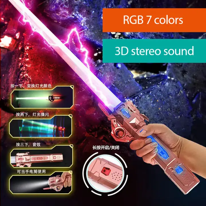 

Laser 7color Lightsaber Boy Gril Toys Darth Vaders Sword Cosplay Bow Toy Double Light Saber spinning Sword Toys Laser Xmas Gift
