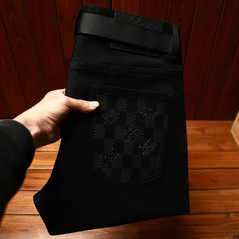 High-End Light Luxury Summer Thin Section Of Men'S Jeans Slim Straight Hundreds Of The Trend Of Casual Elastic Black Cotton Pant 2