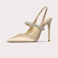 Zapatos Mujer Sandals Women Satin High Heels Wedding Prom Shoes Summer Fashion Silk Diamond Pointed Back Strap Heels - Image 4