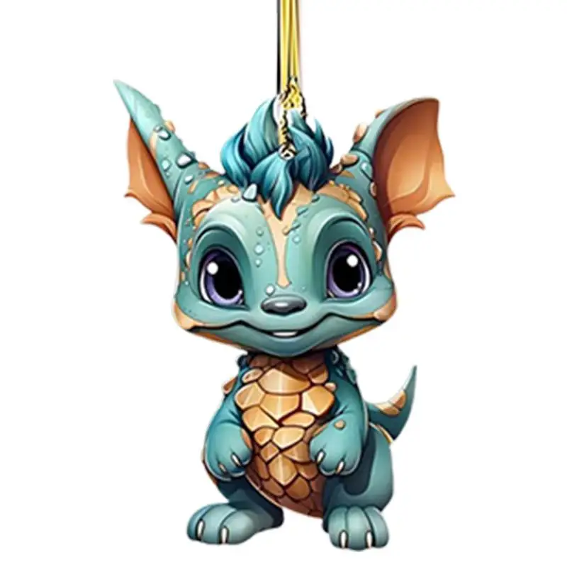 

Christmas Dinosaur Ornaments universal Hangings Rearview mirror pandant 2D Flat Acrylic dashboard decoration Car Accessories