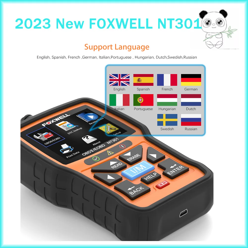 

Сканер FOXWELL NT301 OBD2, диагностический прибор, считыватель кодов двигателя, профессиональный Автомобильный сканер ODB2 OBD2, PK ELM327