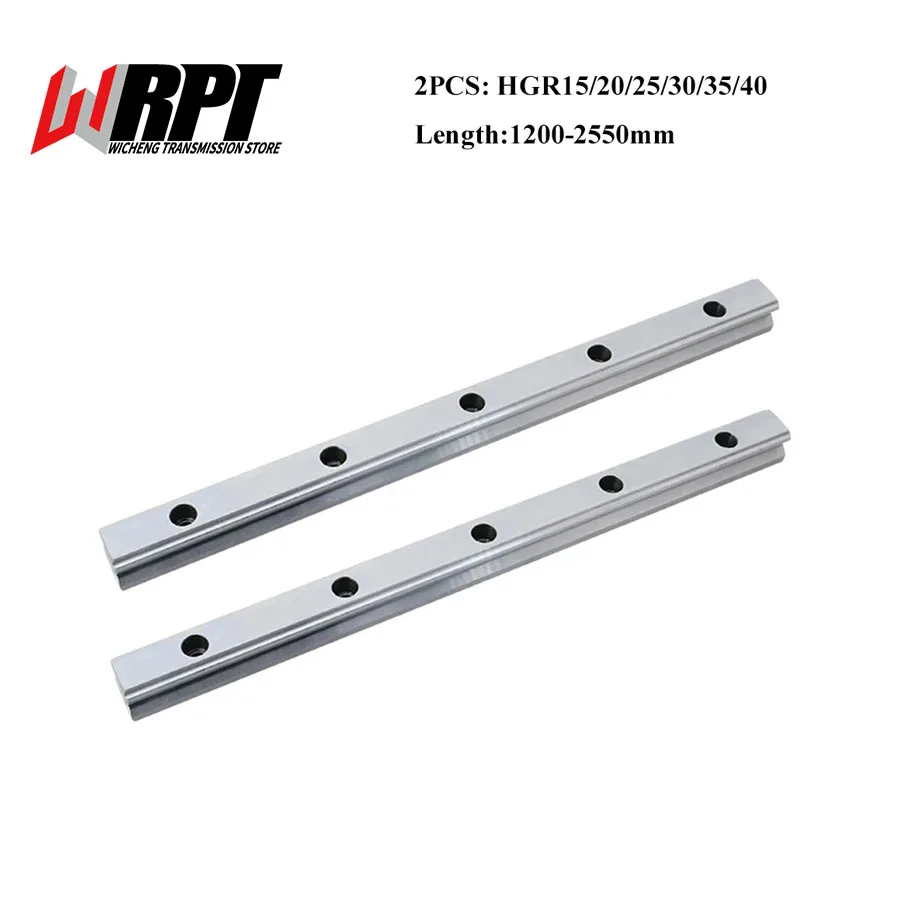 2pcs HGR15 HGR20 HGR25 HGR30 HGR35 HGR40 Linear Guide Rail 1200-2550mm Without Slider Block For CNC Engraving Parts 3D Printer
