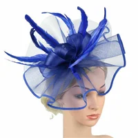 Top Grade Women Big Flower Fascinator Hair Clip Feathers Top Hat Wedding Royal Ascot Race Accessories Headbands for Women 4