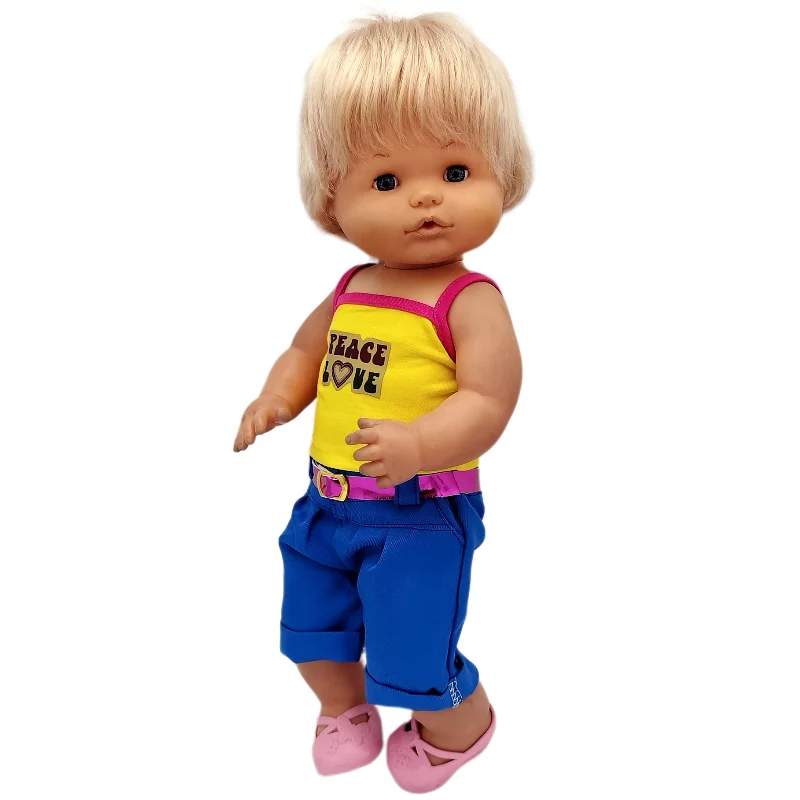 Für 40 cm große Nenuco-Puppenkleidung, 17 Zoll Babypuppenkleidung, blaues Blumenkleid, Spielzeugkleidung – Detail 30