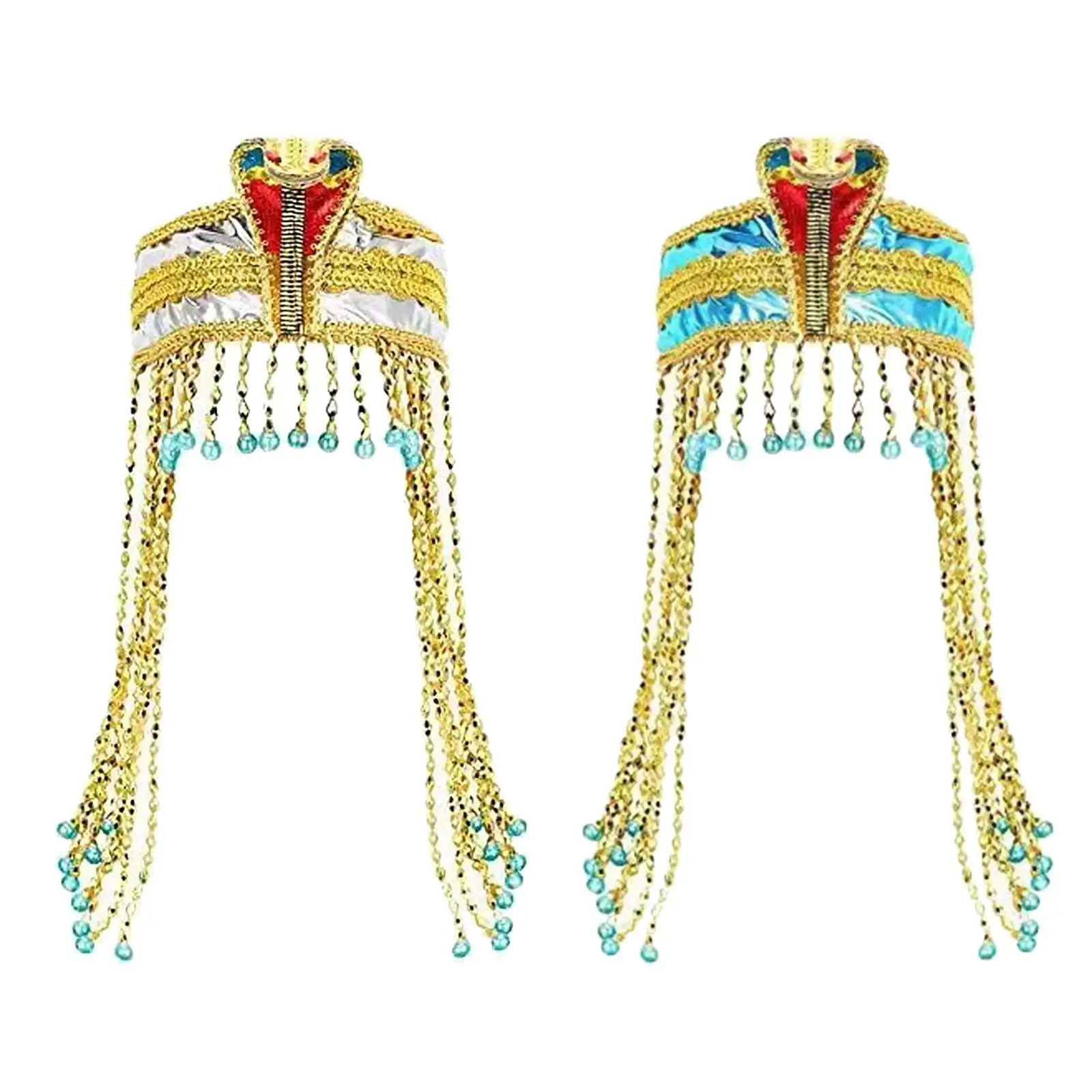 

Egyptian Headpiece Exquisite Snake Shape Headband Beaded Tassel Headband for Holiday Carnival Stage Performance Party Photo Prop