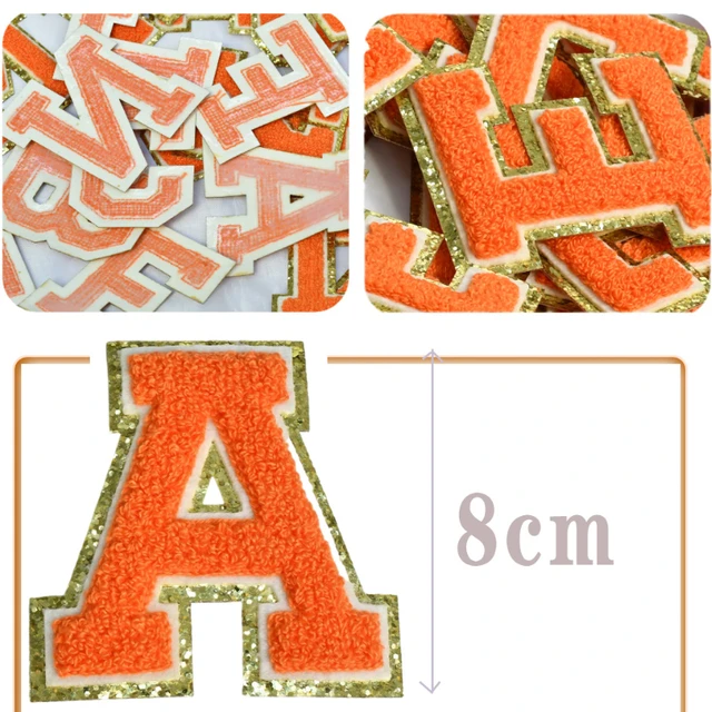 A-Z Big Size Letter Patches for Clothing Orange Color Iron-on Transfers on  Clothes Sewing Patch Sticker Appliques (8CM)