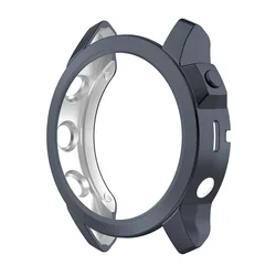Silicone Smartwatch Protector with TPU Plating - Protective Case Sleeve - Garmin Fenix 7 (Deep Gray)