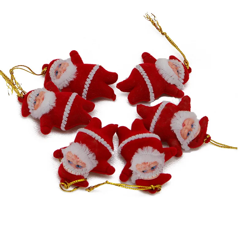 (6pcs/pack)5cm Mini Santa Claus Christmas Tree Decoration Hanging Pendant Holiday Old Man Decorations Hanging Accessories Home
